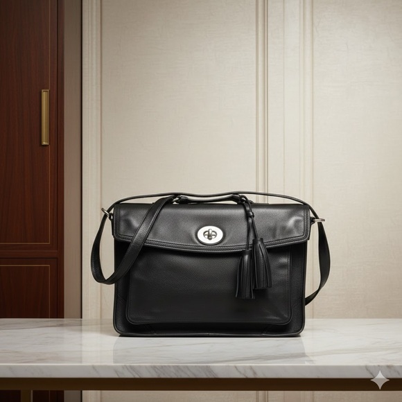 Rare Coach Archive 23703 Black Buttery Leather Slim Briefcase - Picture 3 of 11